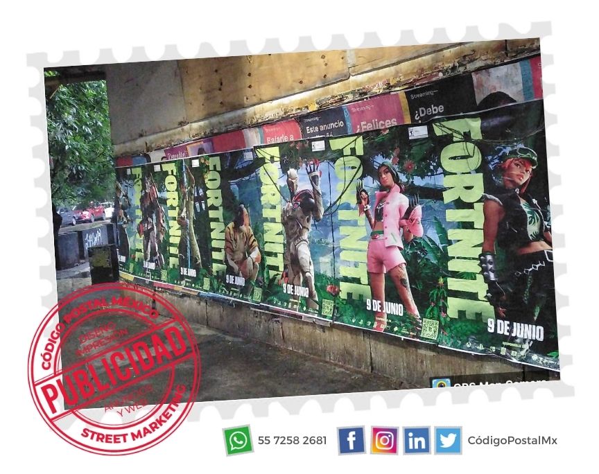 Imagen Guerrilla Advertising campaña FORTNITE / CDMX
