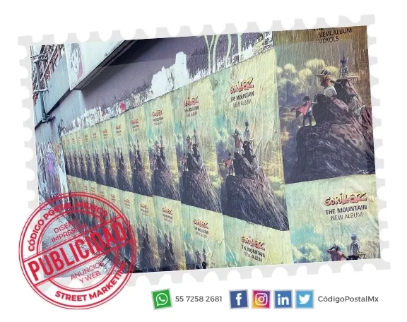Imagen de campaña publicitaria posteo en guerrilla para grupo musical Gorillaz